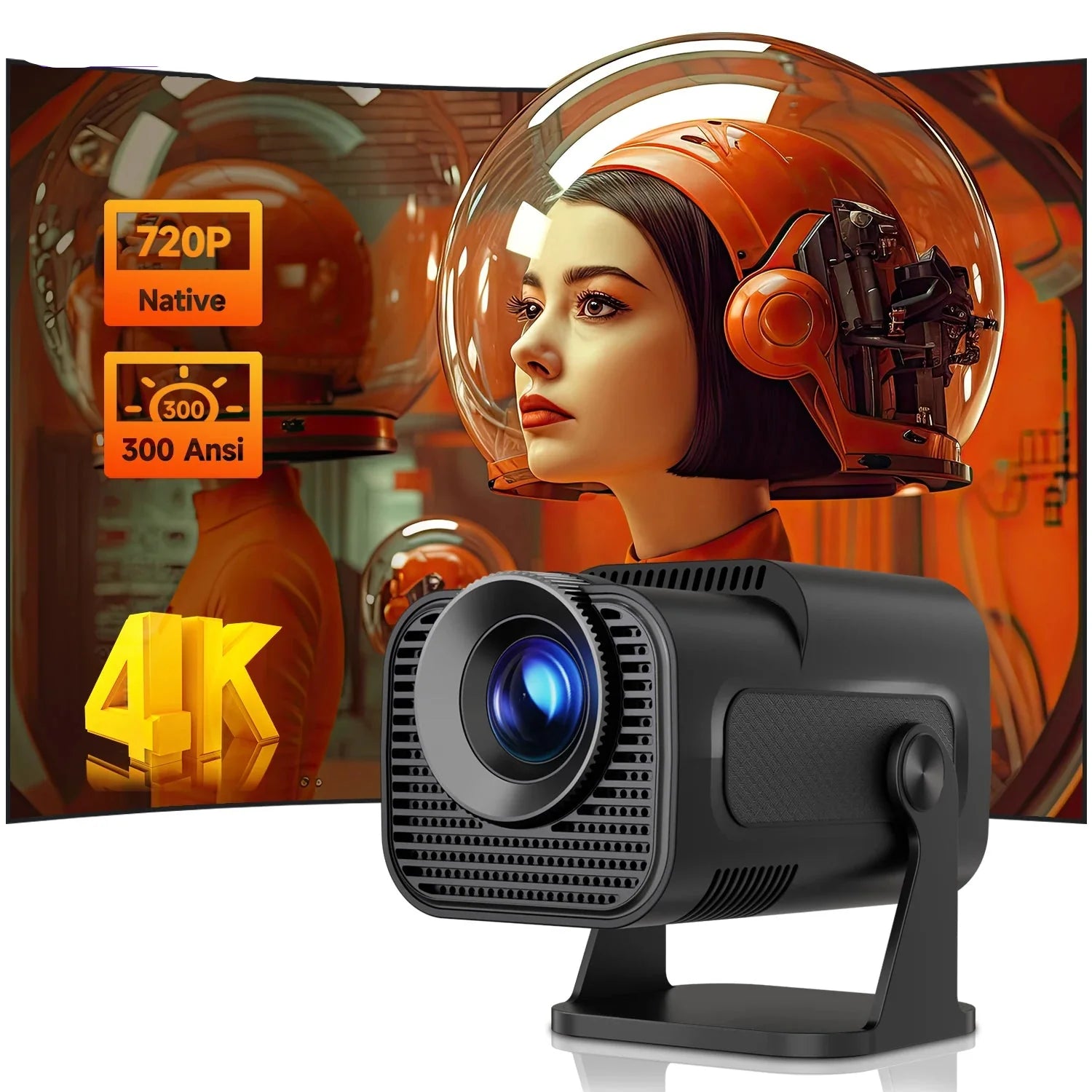 NNEOBA Smart 720P HD Projector Black-1