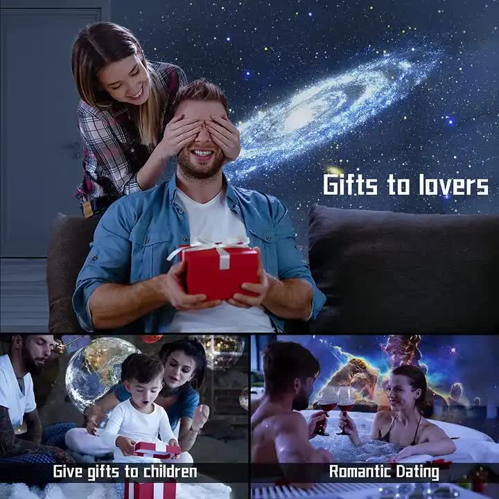 NNEDSZ High-Definition Focusable Starry Galaxy Projector Lamp - Creative Bedroom Mood Light with 13 Film Slides (Black)